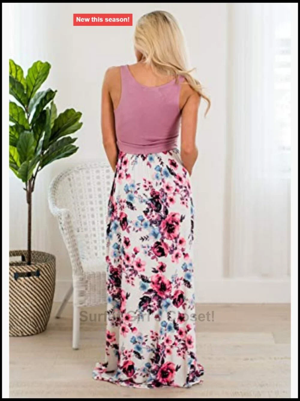 Floral Sleeveless Maxi Dress with Pockets Matching Family Outfits